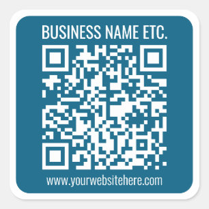 Pegatina Cuadrada Código QR editable Ocean Blue