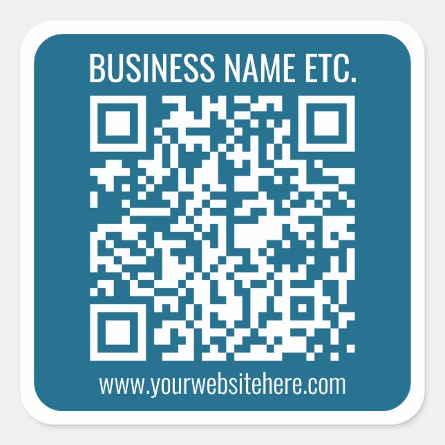 Pegatina Cuadrada Código QR editable Ocean Blue (Anverso)