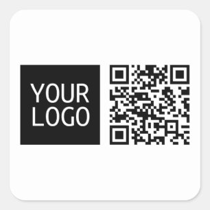 Pegatina Cuadrada Código QR editable y su logotipo comercial o image