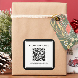 Pegatina Cuadrada Código QR empresarial | Blanco y Negro