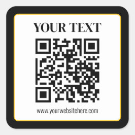 Pegatina Cuadrada Código QR empresarial con texto superior e inferio