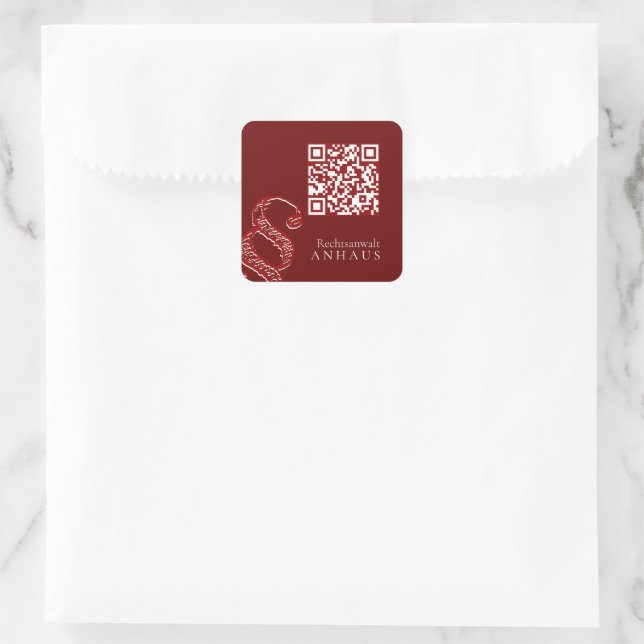 Pegatina Cuadrada Código QR en blanco y marrón premium Tarjetas come (Bolso)