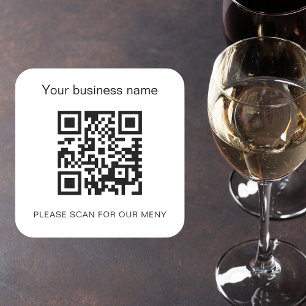 Pegatina Cuadrada Código qr en el menú del restaurante del bar de ne