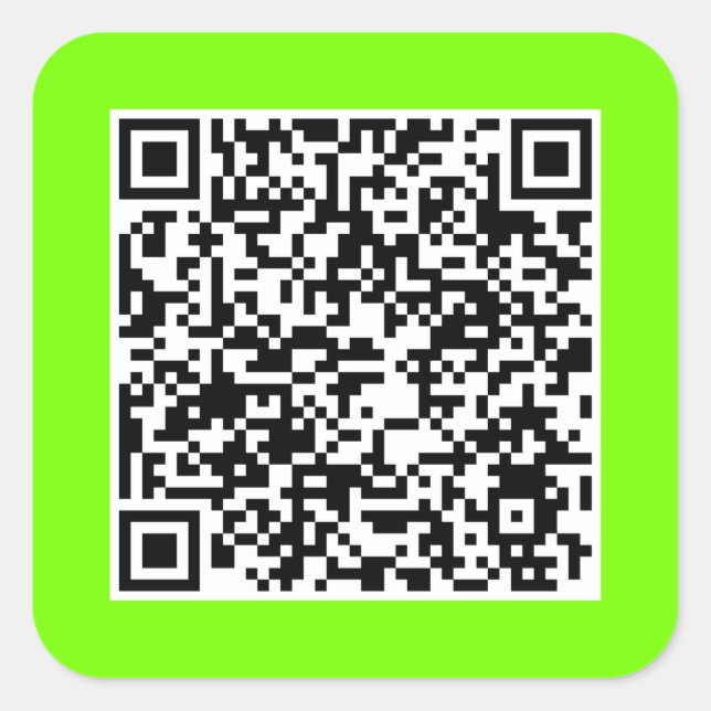 Pegatina Cuadrada Código QR en verde fluorescente (Anverso)