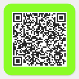 Pegatina Cuadrada Código QR en verde fluorescente
