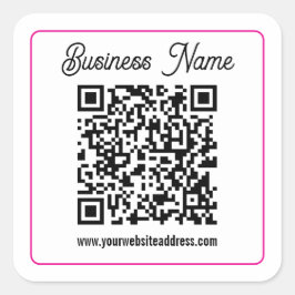 Pegatina Cuadrada Código QR escaneable con letra cursiva manuscrita