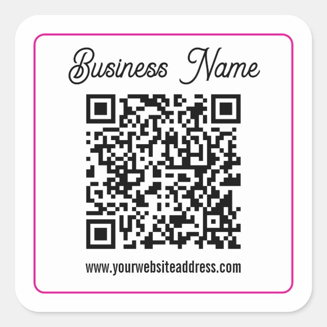 Pegatina Cuadrada Código QR escaneable con letra cursiva manuscrita (Anverso)