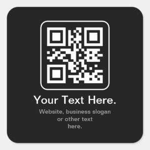 Pegatina Cuadrada Código QR escaneable moderno Blanco, negro y gri