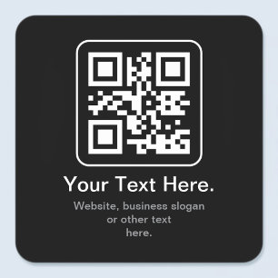 Pegatina Cuadrada Código QR escaneable moderno Blanco, negro y gri