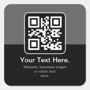 Pegatina Cuadrada Código QR escaneable moderno Negro Gris y Blanco