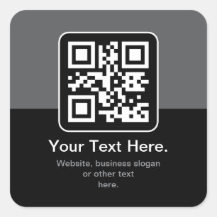 Pegatina Cuadrada Código QR escaneable moderno Negro Gris y Blanco