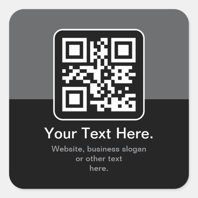Pegatina Cuadrada Código QR escaneable moderno | Negro Gris y Blanco (Anverso)