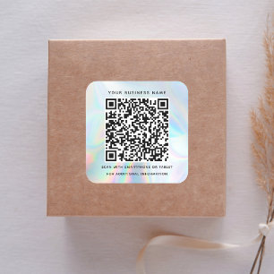 Pegatina Cuadrada Código QR holográfico empresarial y profesional
