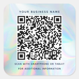 Pegatina Cuadrada Código QR Holográfico Moderno de Negocios