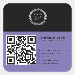 Pegatina Cuadrada código QR minimalista logotipo en redes sociales