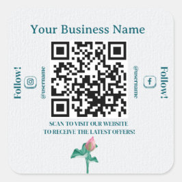 Pegatina Cuadrada Código QR minimalista Social Media Marketing Busin