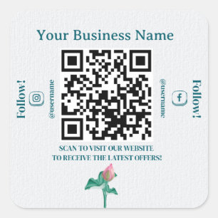 Pegatina Cuadrada Código QR minimalista Social Media Marketing Busin