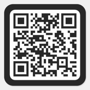 Pegatina Cuadrada Código QR moderno editable   Blanco negro o cualqu
