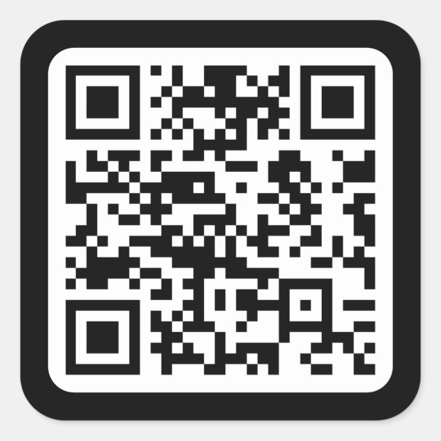 Pegatina Cuadrada Código QR moderno editable | Blanco negro o cualqu (Anverso)