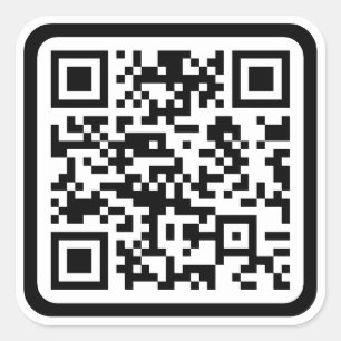 Pegatina Cuadrada Código QR moderno editable   Blanco negro o cualqu