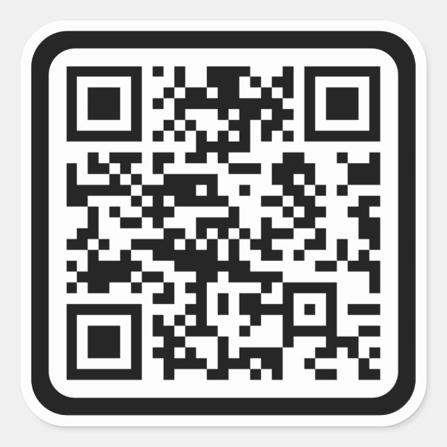 Pegatina Cuadrada Código QR moderno editable | Blanco negro o cualqu (Anverso)