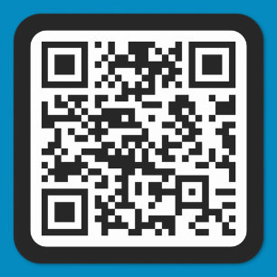Pegatina Cuadrada Código QR moderno editable Blanco negro o cualqu