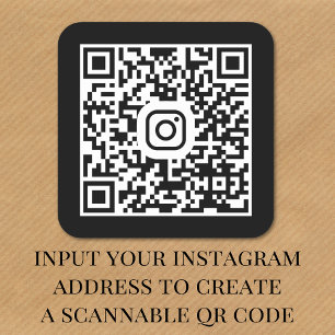 Pegatina Cuadrada Código QR moderno en Instagram negro