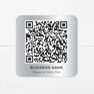 Pegatina Cuadrada Código QR Moderno Promocional Plateado