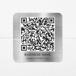 Pegatina Cuadrada Código QR moderno promocional plateado