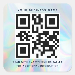 Pegatina Cuadrada Código QR moderno sin contacto comercial