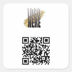 Pegatina Cuadrada Código QR moderno y logotipo comercial