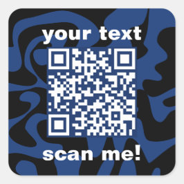 Pegatina Cuadrada Código QR Navy Azul Y Negro Oscuro Moderno