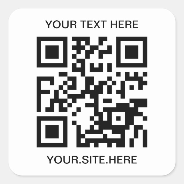 Pegatina Cuadrada Código QR negro (Anverso)