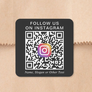 Pegatina Cuadrada Código QR negro de Instagram