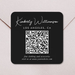 Pegatina Cuadrada Código QR negro de Signature Script