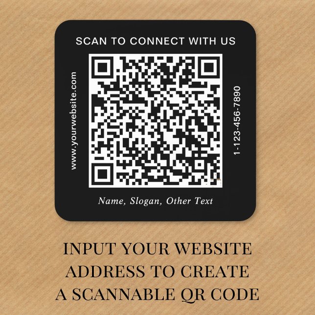 Pegatina Cuadrada Código QR Negro Empresarial (Subido por el creador)