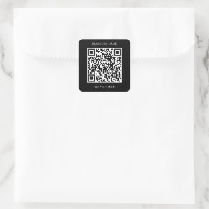 Pegatina Cuadrada Código QR negro para negocios simple