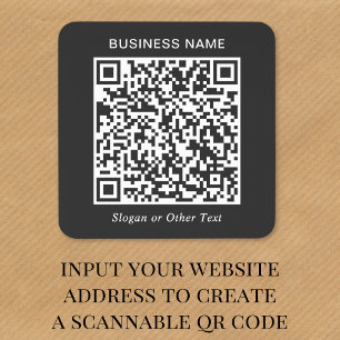 Pegatina Cuadrada Código QR Negro Personalizado de Negocios