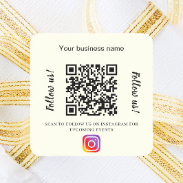 Pegatina Cuadrada Código qr nombre de negocio marfil instagram