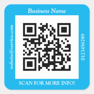 Pegatina Cuadrada Código QR Nombre del negocio Sitio web Promoción,