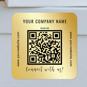 Pegatina Cuadrada Código QR Oro promocional moderno