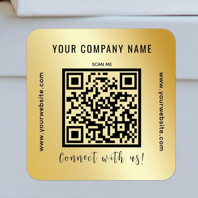 Pegatina Cuadrada Código QR Oro promocional moderno (Subido por el creador)