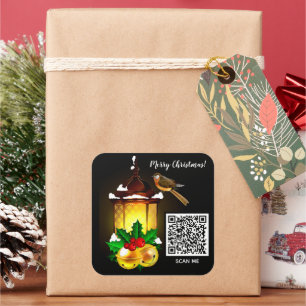 Pegatina Cuadrada Código QR para arándanos navideños