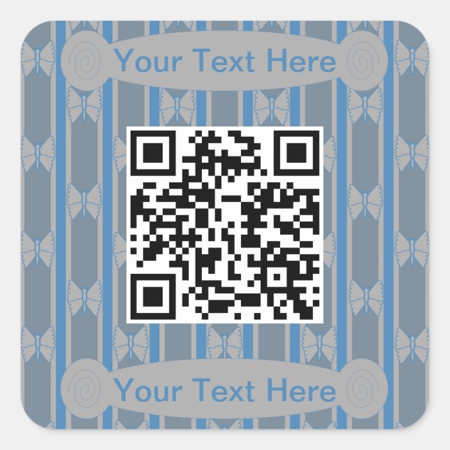 Pegatina Cuadrada Código QR para mariposa divertida y divertida (Anverso)