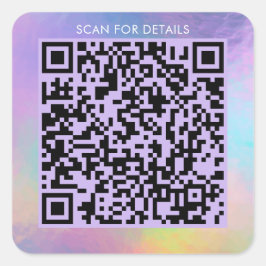Pegatina Cuadrada Código QR Para Negocio Personal Purple Holográfico