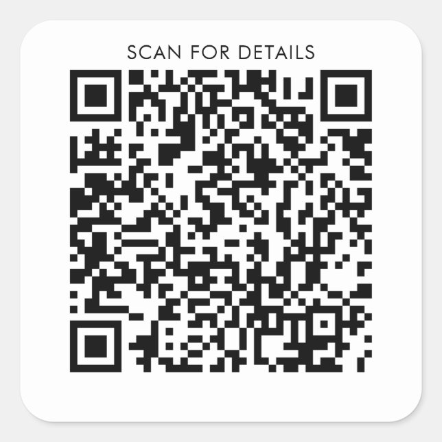 Pegatina Cuadrada Código QR para personas o negocios (Anverso)