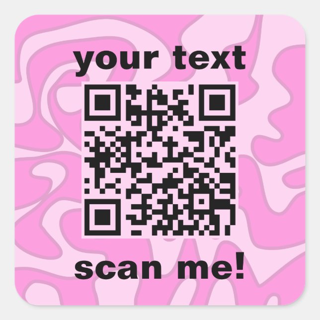 Pegatina Cuadrada Código QR Pastel Bubblegum Rosa Cute Moderno (Anverso)