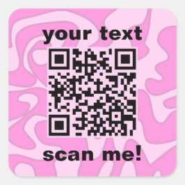 Pegatina Cuadrada Código QR Pastel Bubblegum Rosa Cute Moderno