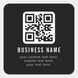Pegatina Cuadrada Código QR personalizable y diseño de texto editabl