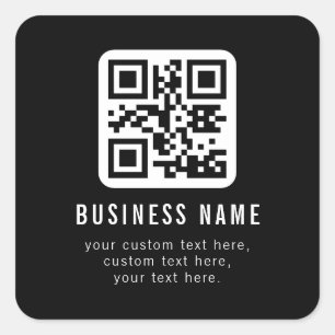 Pegatina Cuadrada Código QR personalizable y diseño de texto editabl